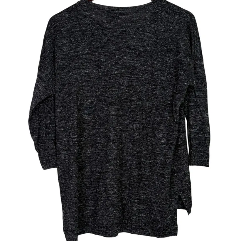 J. Crew Wool Blend Oversized Boxy Knit Crewneck High Low Sweater M Dark Grey - Image 4