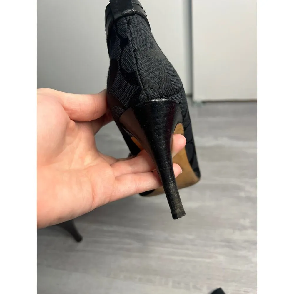 Authentic coach size 6.5 black heeled ankle bootie with silver accent buckle - Image 9