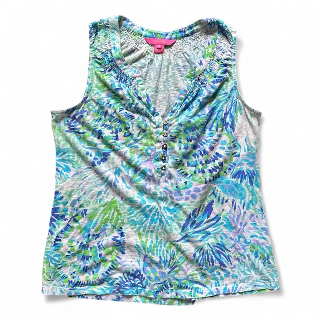 Lilly Pulitzer Essie Floral Tank Top Size Medium - Image 2