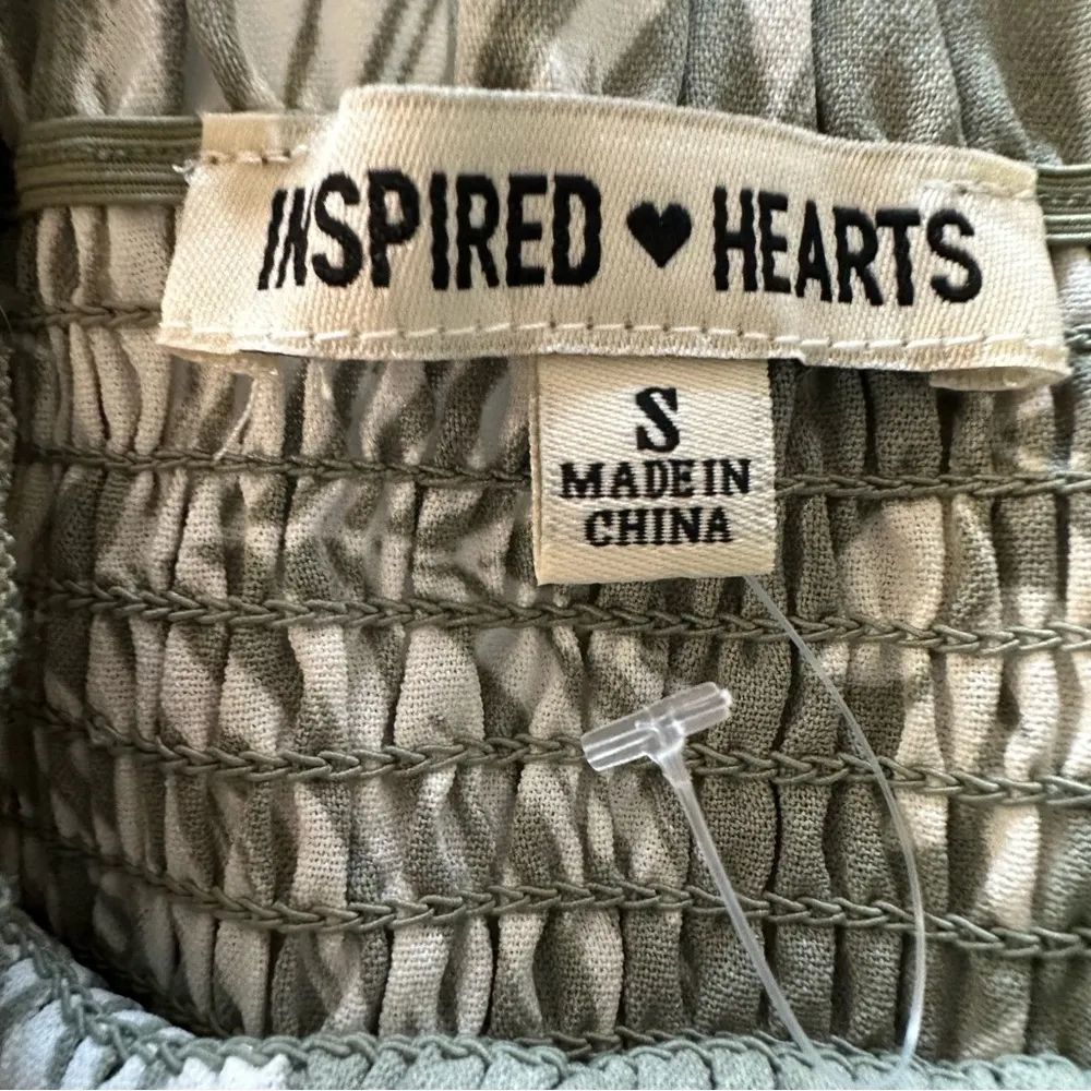 Inspired Hearts Olive Smocked Top Green - Image 3