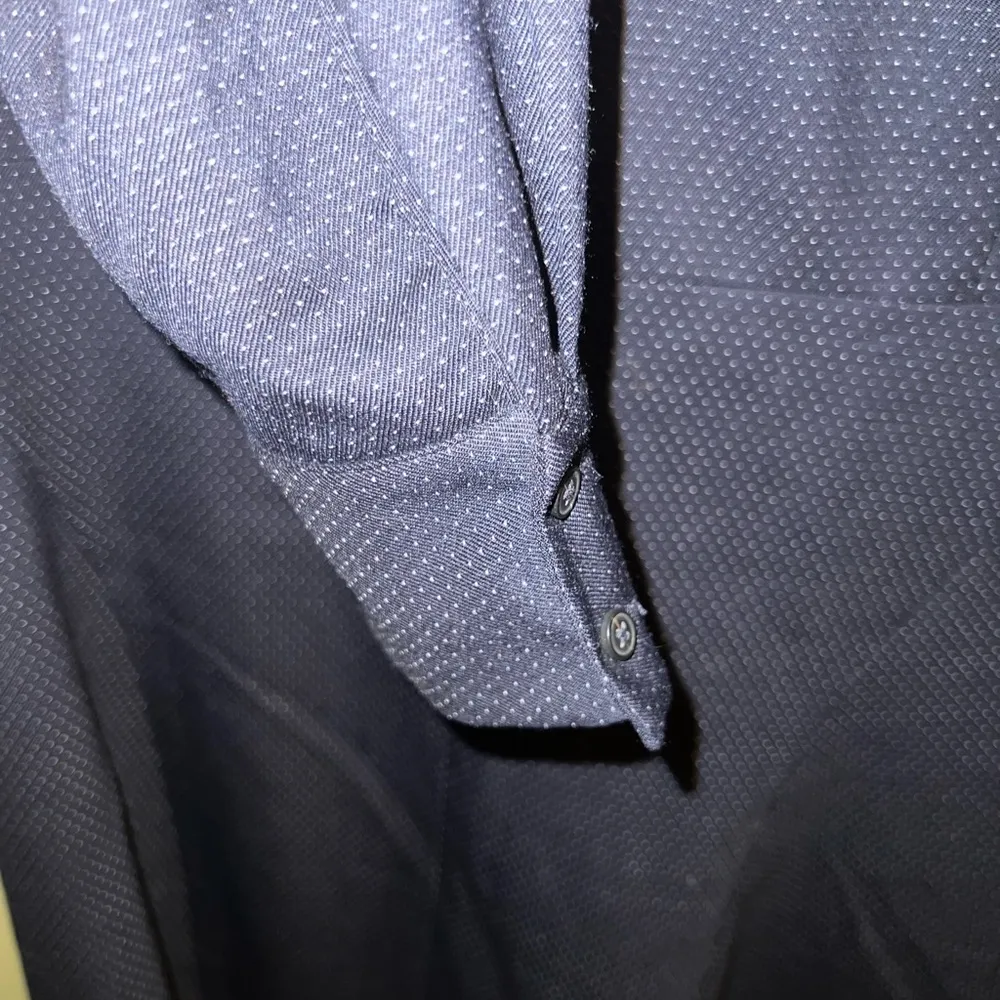 Navy w/Light Blue Polka Dots Long Sleeve A-Line Wool Blend Dress 10 - Image 4