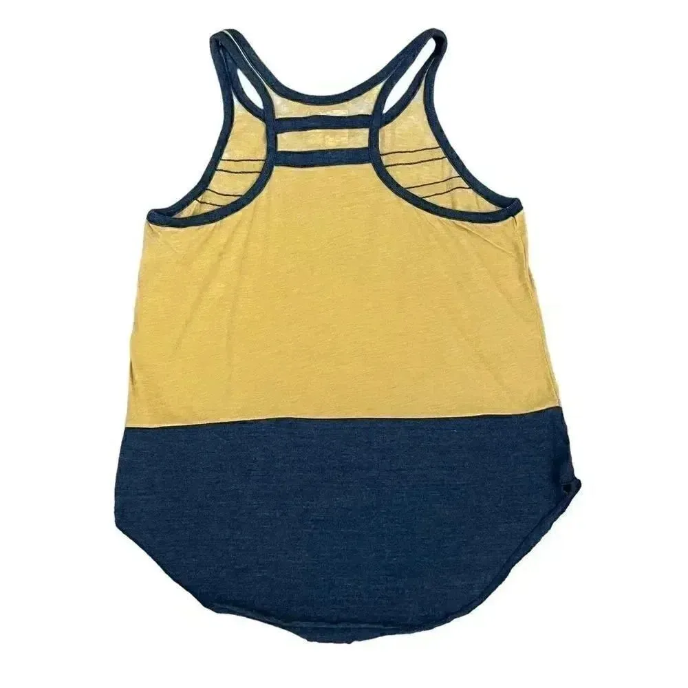 Chaser Revolve Mustard Navy Color Block Racerback Muscle Tank Top SZ M - Image 2