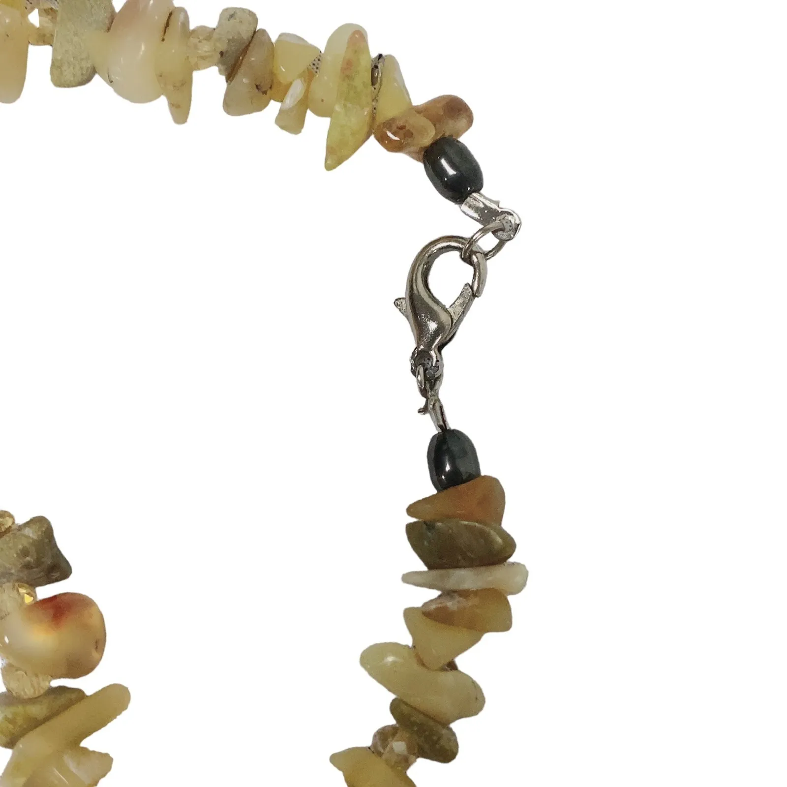 Vintage 28" natural stones jade agate quartz bead beads necklace fall costume - Image 8