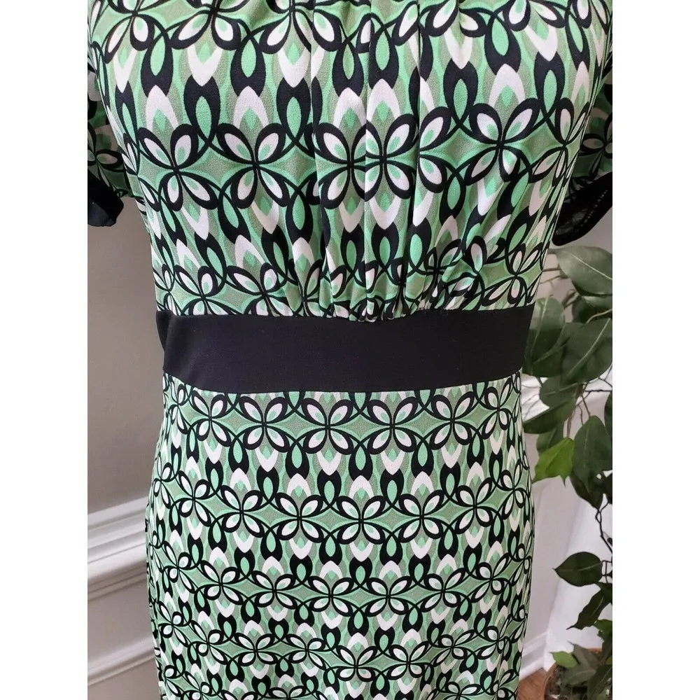 Elementz Women Green Polyester Scoop Neck Short Sleeve Knee Length Dress Size M - Image 3