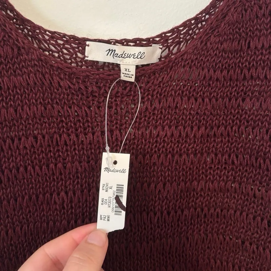 NWT Madewell Linen Sweater Tank In Mulberry Wine Size XL - Image 5