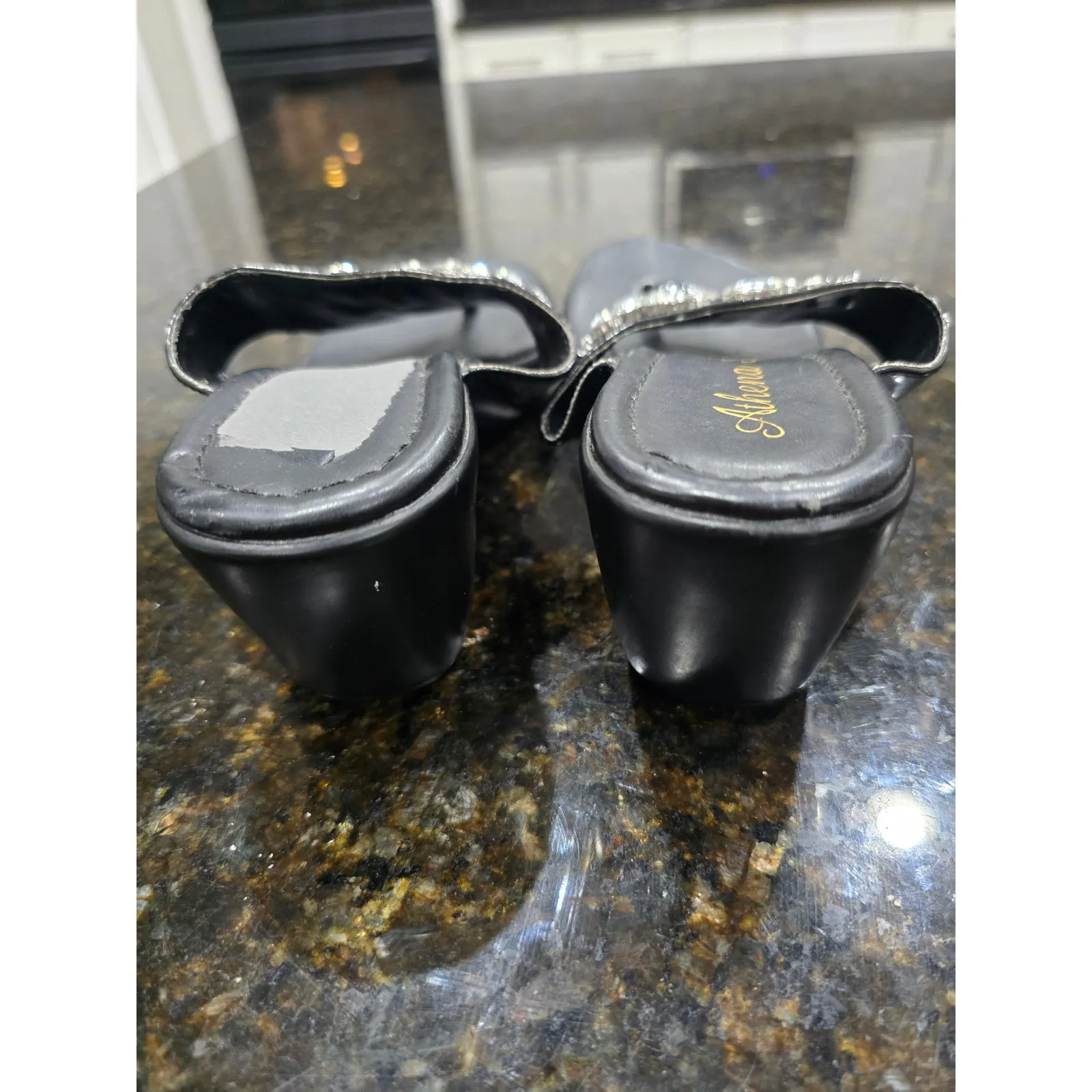 Athena Alexander Sandals Women's Size 7 Black Rhinestone Embellished Slip On - Image 7