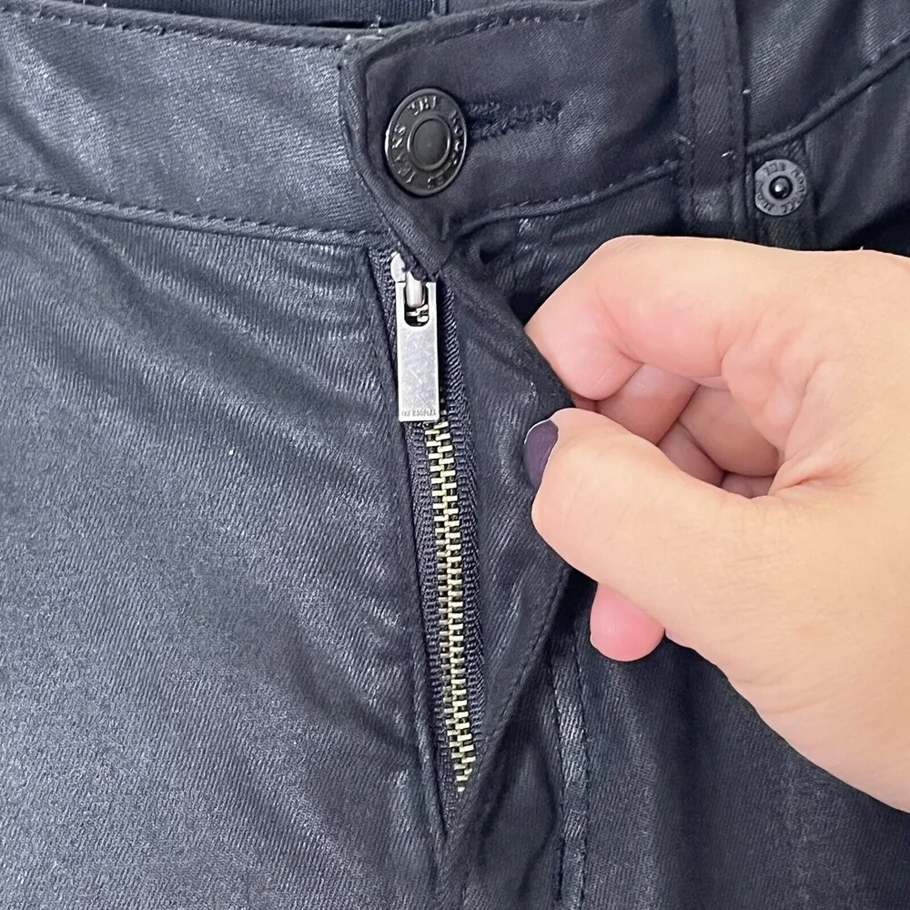 The Kooples Womens Franky Coated Black Skinny Jeans Button Fly High Rise Size 26 - Image 9