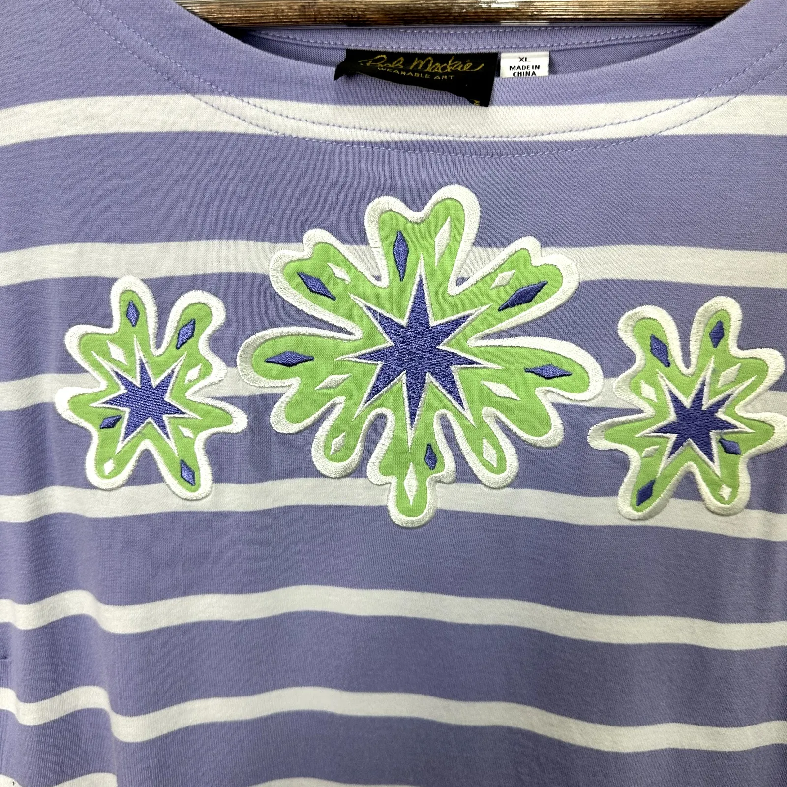 Bob Mackie Dress‎ XL Purple Striped Embroidered Shift Beach Resort Casual Luxe - Image 3