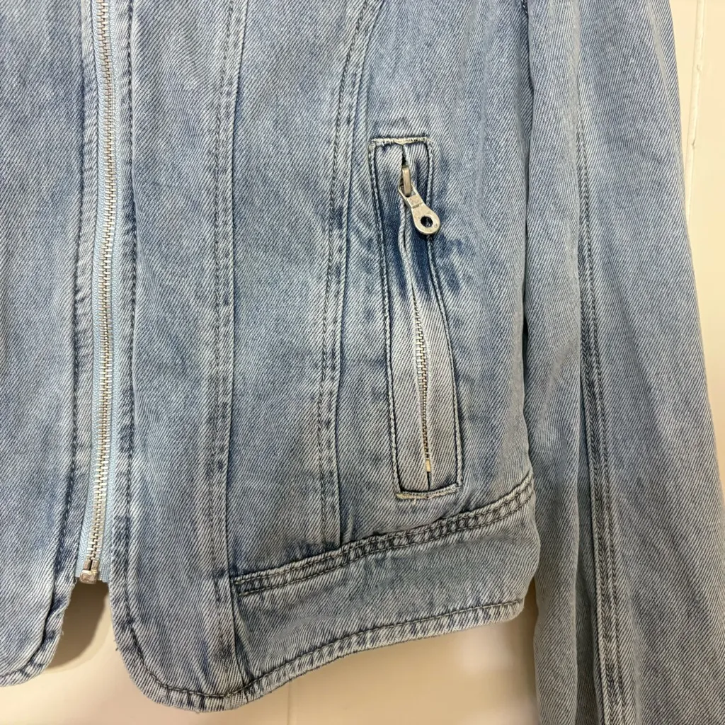 Jason Wu  Zip-Up Denim Jacket 100% Cotton Light Wash Size M - Image 3