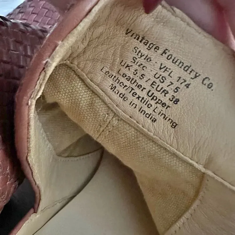 VINTAGE FOUNDRY CO | Skyler Booties Woven Weave D'Orsay Ankle Boots Cognac | 7.5 Brown - Image 7