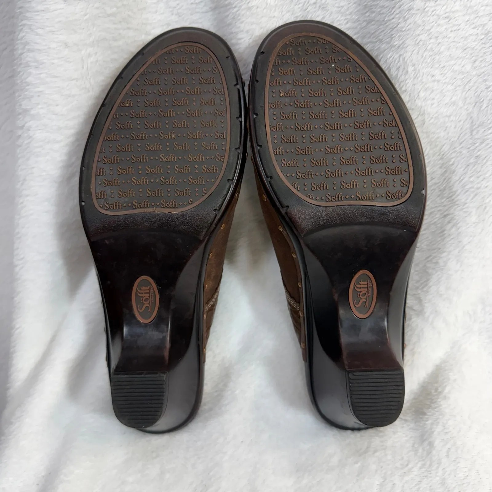 Sofft 8.5 Clog Heel Brown Embossed Leather Cottage Floral Fairy Boho Western Y2K - Image 7