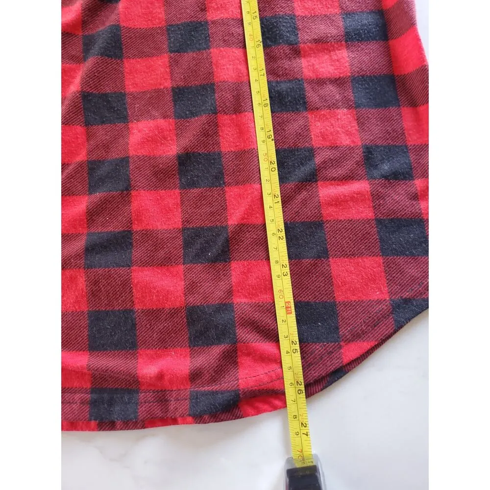 Bulotus Women's Zip Up Sleeve Round Neck Casual Red Black Plaid Tunic Size Large - Image 8