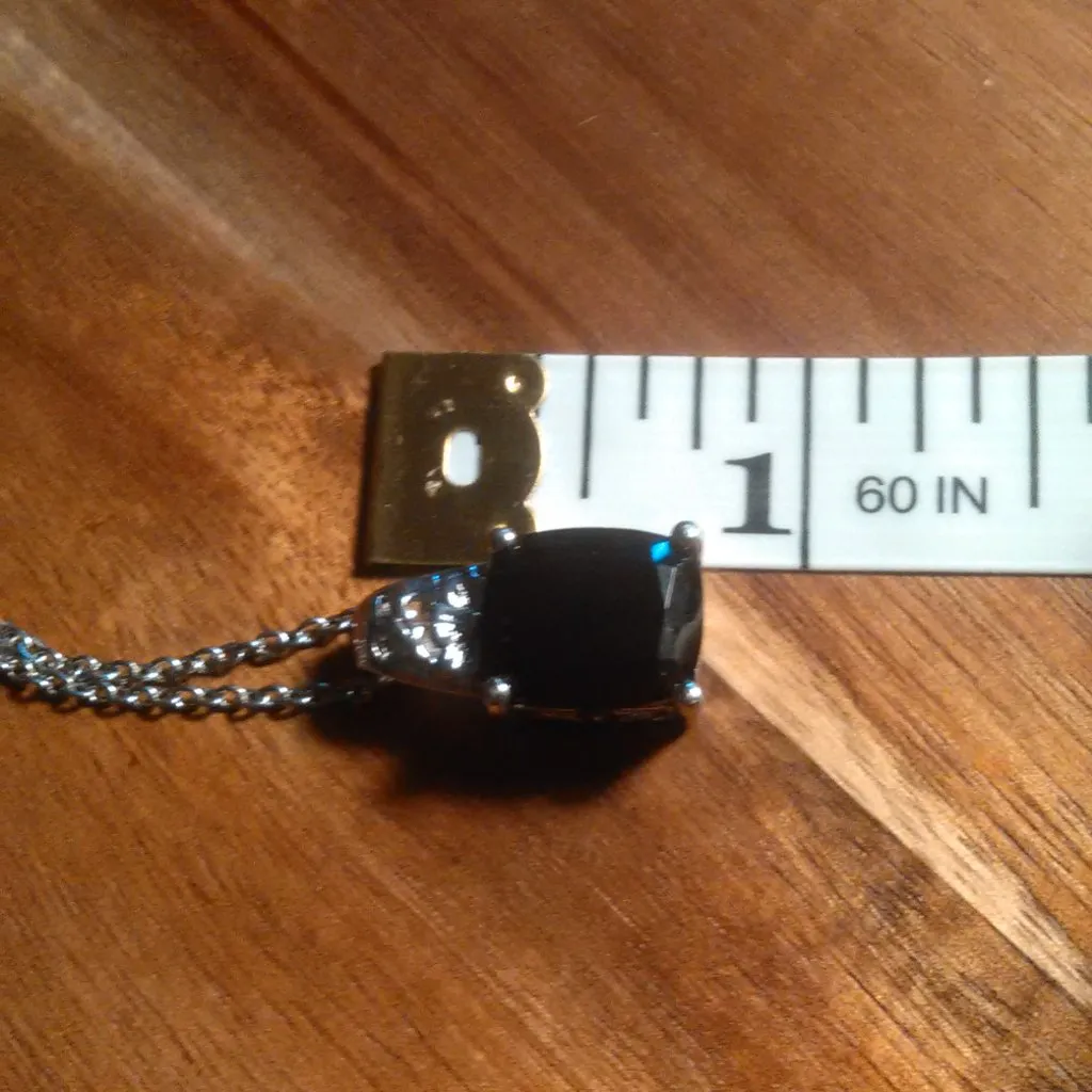 Thai Black Spinel Platinum Bond Pendant Stainless Steel Necklace - Image 7