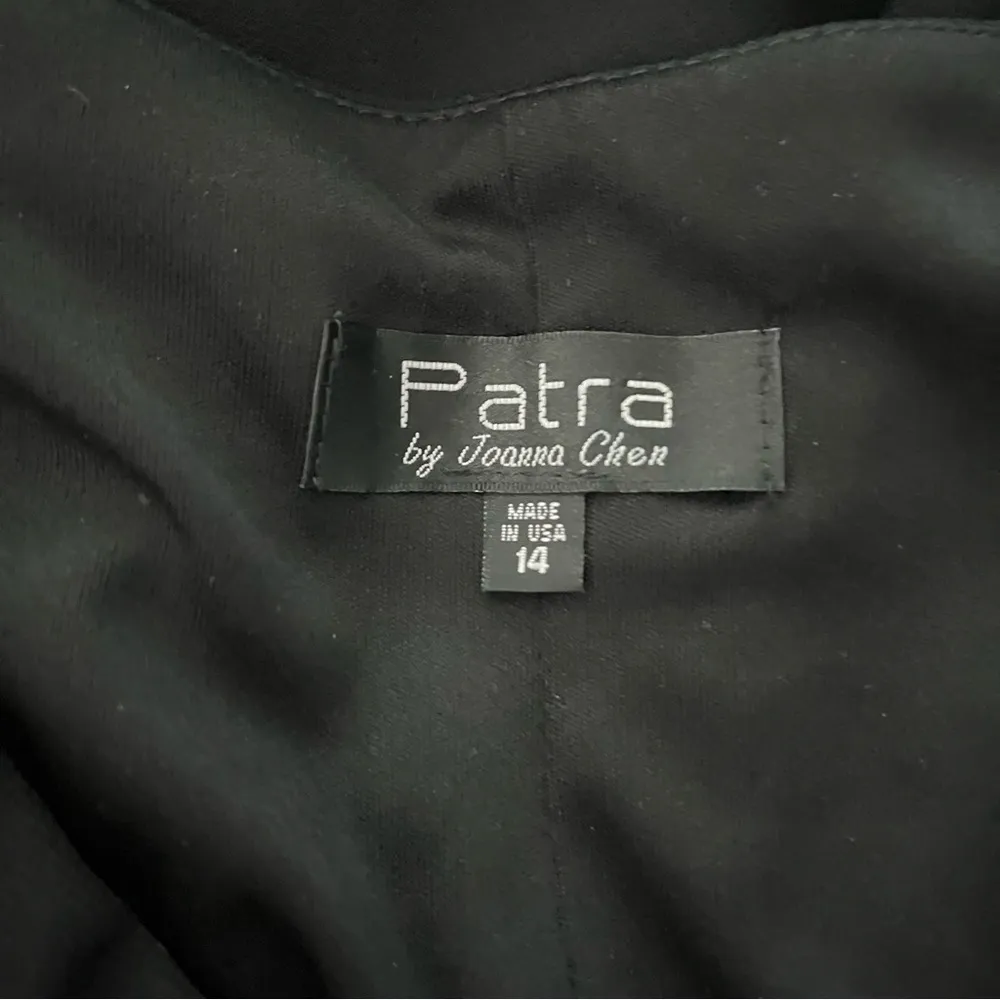 Patra by Joanna Chen Vintage Black Ruffled Gold Beaded Tiered Flapper Dress Size 14 - Image 13