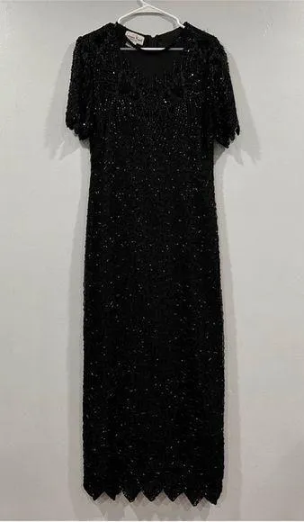 Laurence Kazar Vintage Maxi Dress Beaded Sequin Large L - Image 1