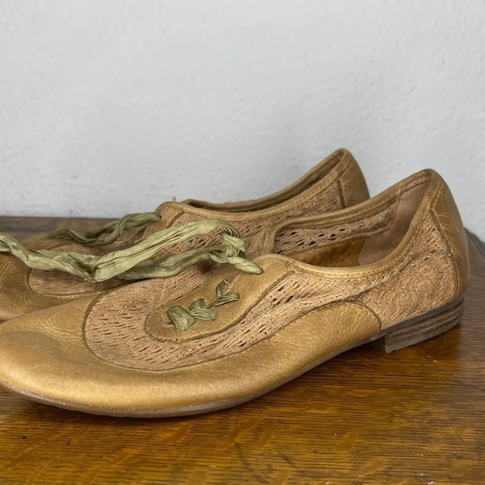 Naya Leather Lace‎ Up Flats Tan Size 7 - Image 2