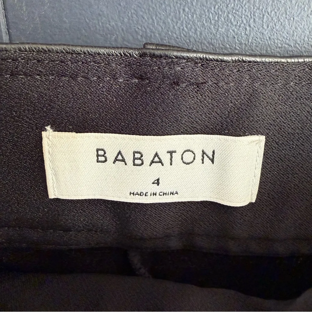 Aritzia Babaton Mayne Black Vegan Leather Pleated Pants w/ Belt, Sz 4 EUC - Image 5