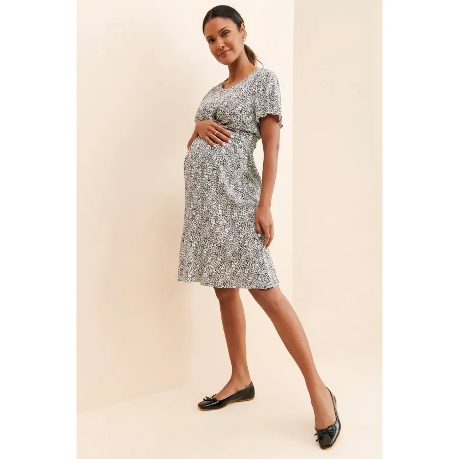 RIPE MATERNITY NURSING POSTPARTUM AMELIE DRESS FLUTTER SLEEVE EUC SIZE M Size M - Image 4