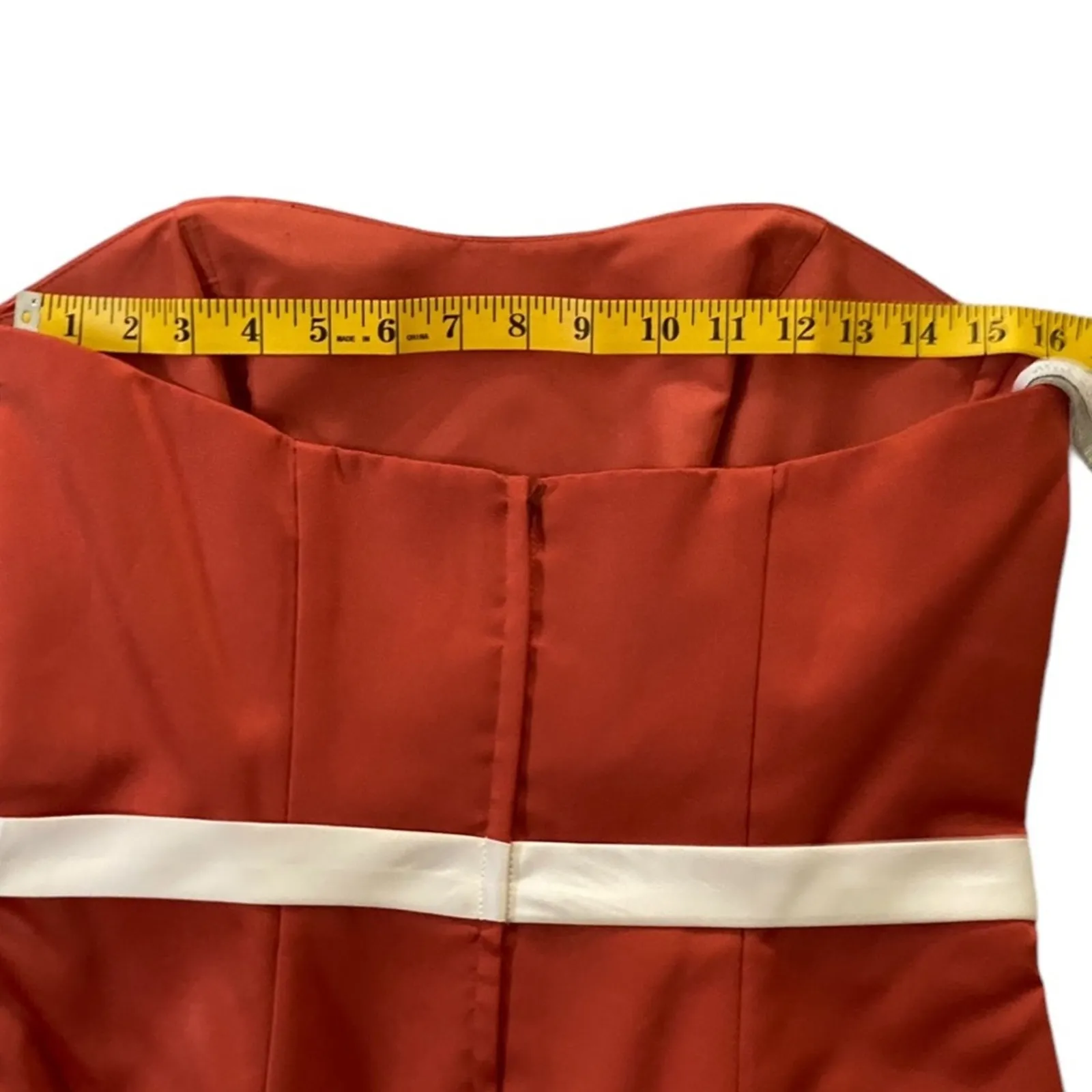 Alfred Angelo Vintage Strapless Gown Medium Y2K Bridesmaid Formal Homecoming Set Orange - Image 14