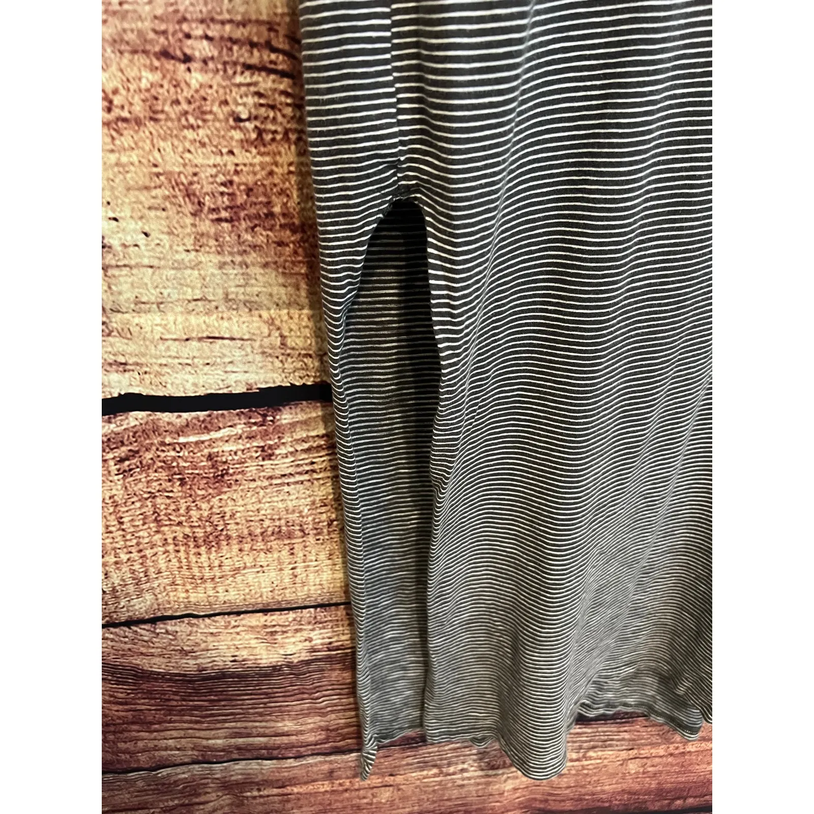 Pact Maxi Shirt Dress Sz S Striped Organic Lightweight Knit Cap Sleeve Side Slit - Image 6