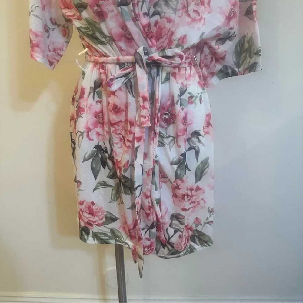 Show Me Your Mumu Pink Rose robe sz S Short Sleeve Floral Robe - Image 5