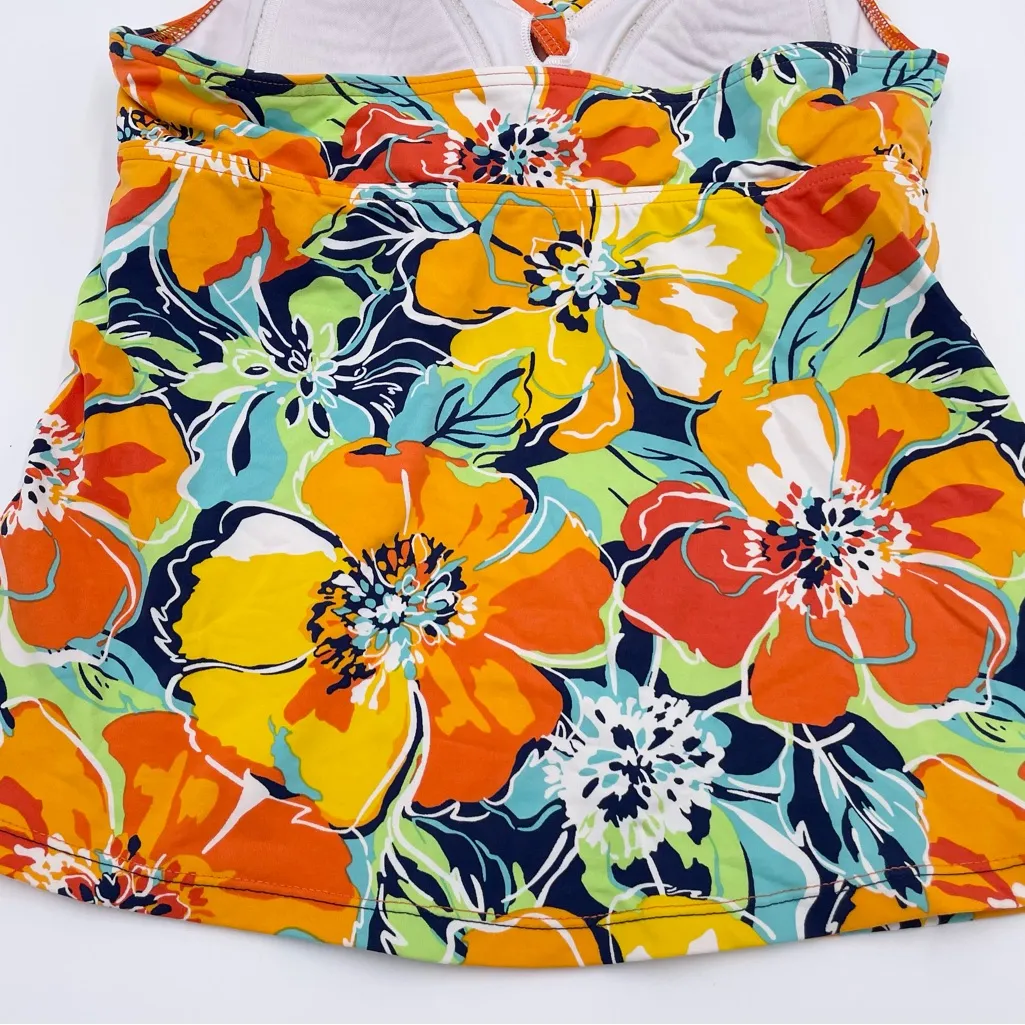 Lands' End Women's Halter Neck Tankini Swim Top Size 4 Multicolor Floral Print Yellow - Image 5