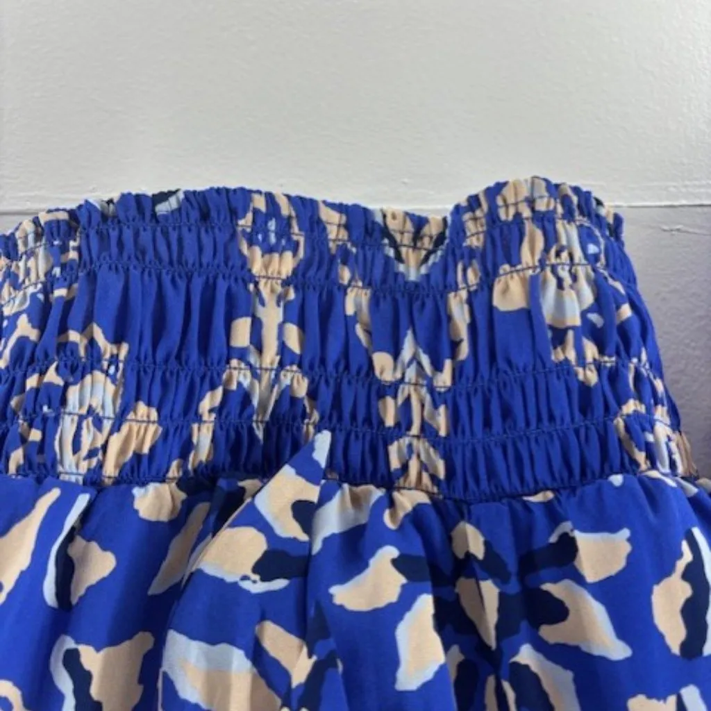 Sienna Sky Top M Boho Blouse Crop Blue White Floral Elastic Waist Festival Flowy - Image 6