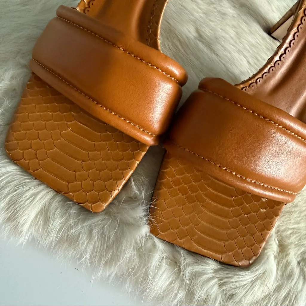 Paula Torres Heeled Mostarda Snakeskin Mule Orange Size 10 - Image 9