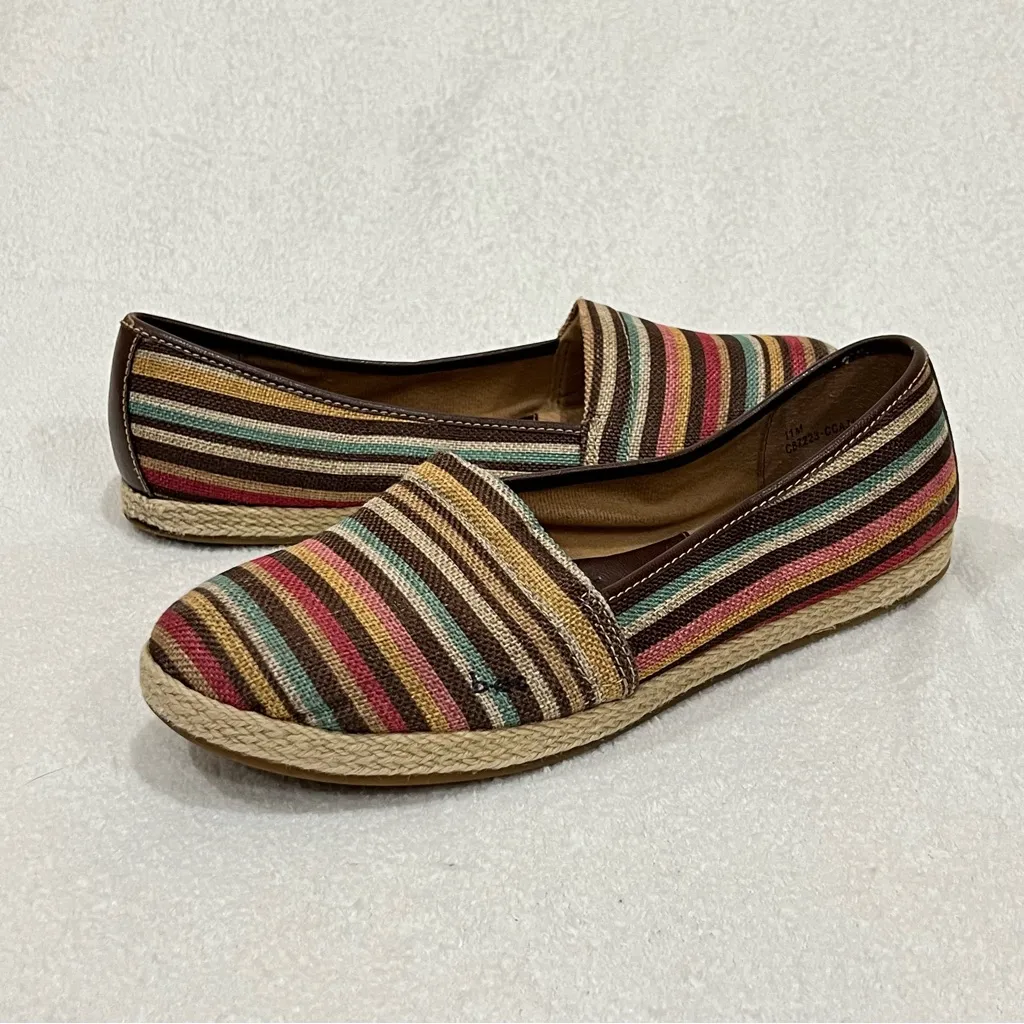 B.O.C. Born Concept Franki Rainbow Striped Canvas Espadrilles Size 11 Brown - Image 6