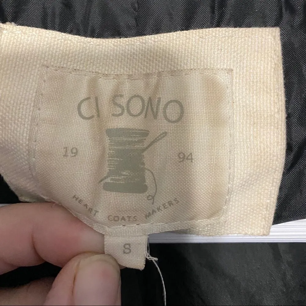 CI Sono black white plaid hood faux fur small - Image 7