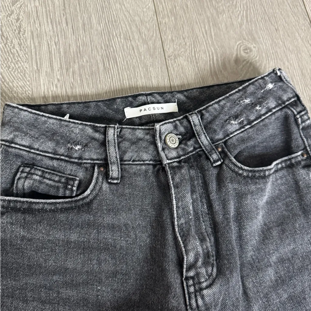 Pacsun Grey Distressed Denim Straight Leg Jeans - Image 2