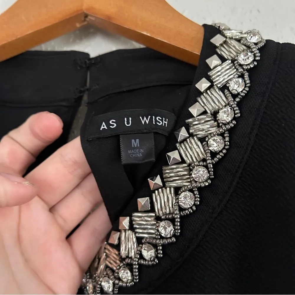 🦋 As U Wish Black Bejeweled Cocktail Dress Mini Dress Formal New Year’s Eve - Image 4