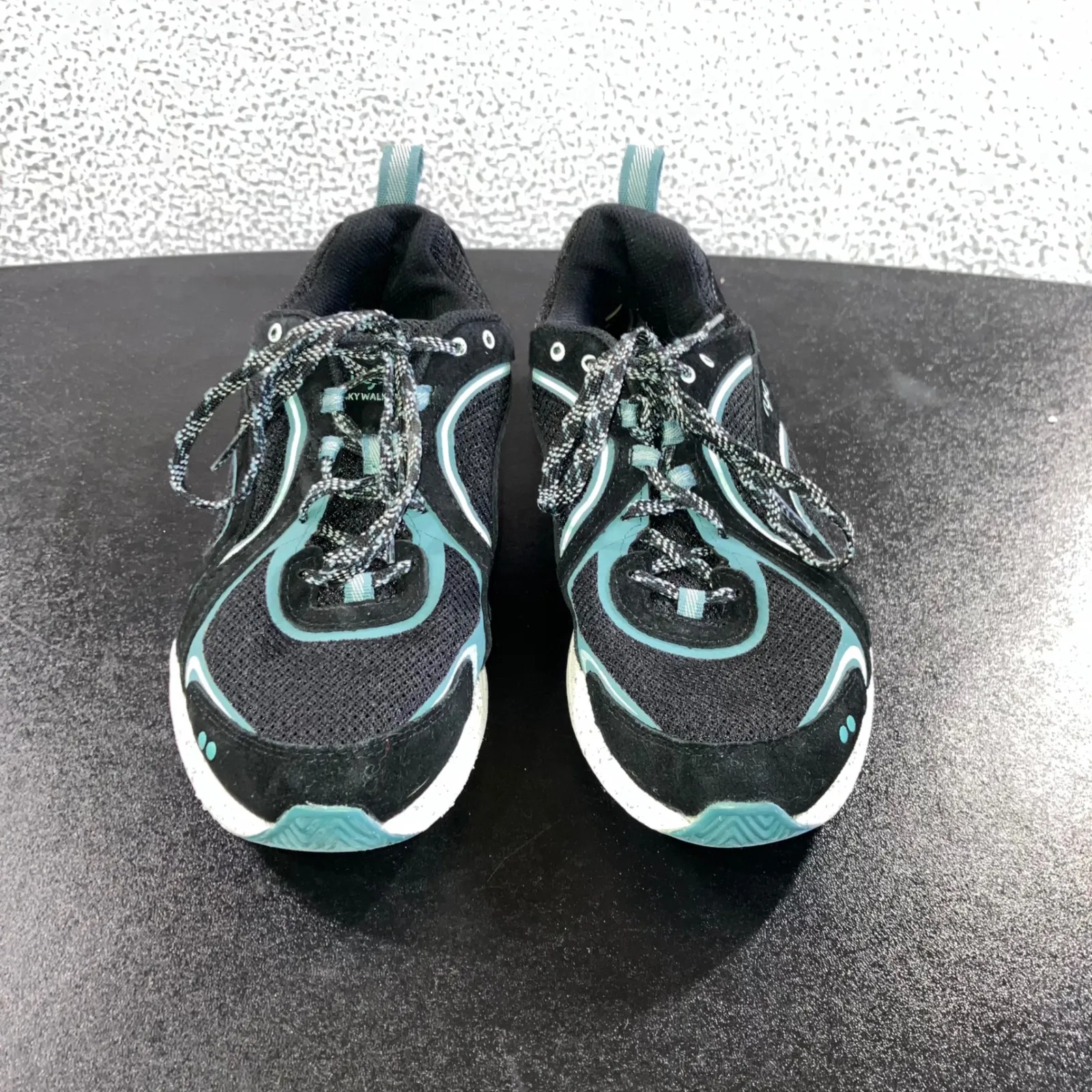 Ryka Sky Walk Trail Sneakers Women 8.5 Black Teal Lace Up Athletic Shoes - Image 2