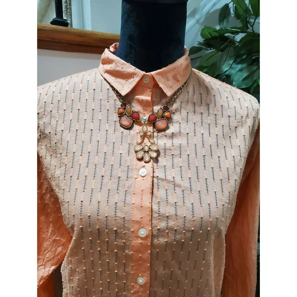 Loft Women's 100% Cotton Long Sleeve Collared Button Down Casual Shirt Medium - Image 2