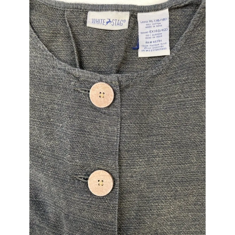 White Stag Womens Dark Green Button up Loose Fit Shirt Size XL SKU 6541 - Image 5