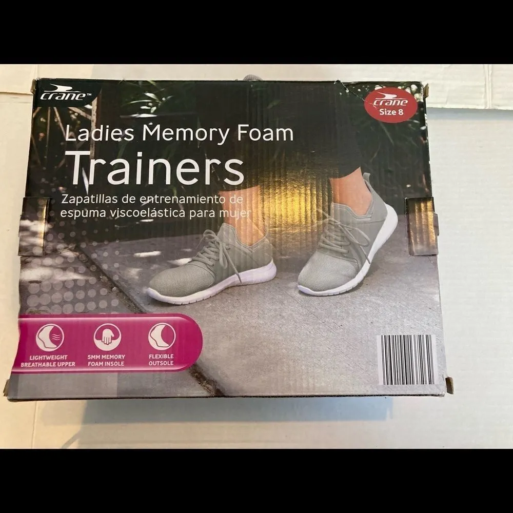 CRANE, Ladies Memory Foam‎ Fitness Trainers Shoes, Size 8, Lightweight, Gray Gray - Image 4