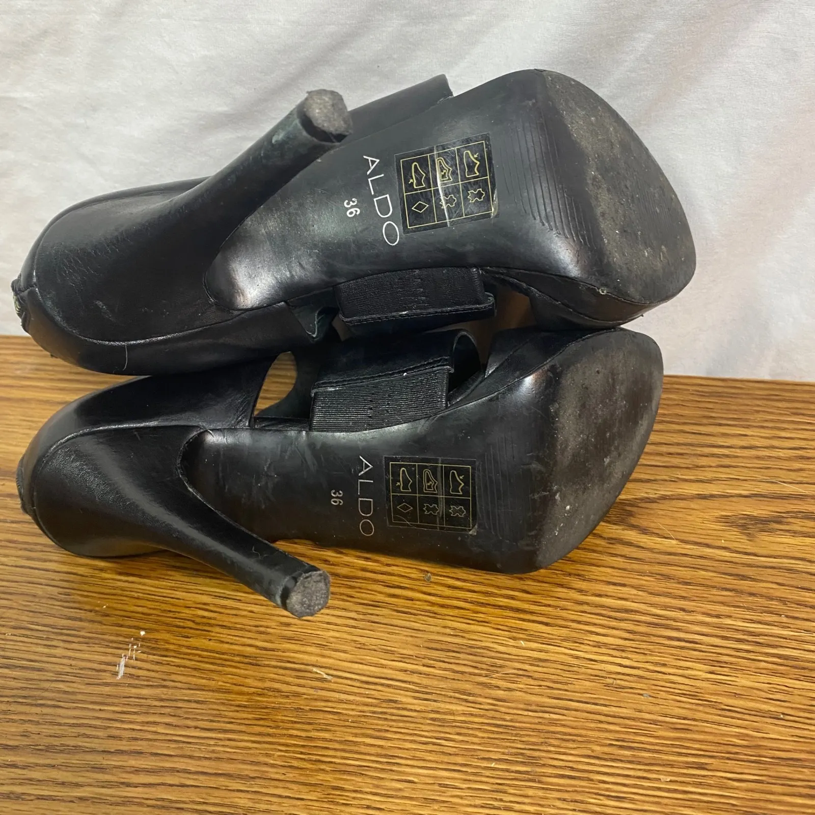 ALDO Heels Stilettos Open Toe Strappy Black Leather Party Shoes Size‎ 36 - Image 5