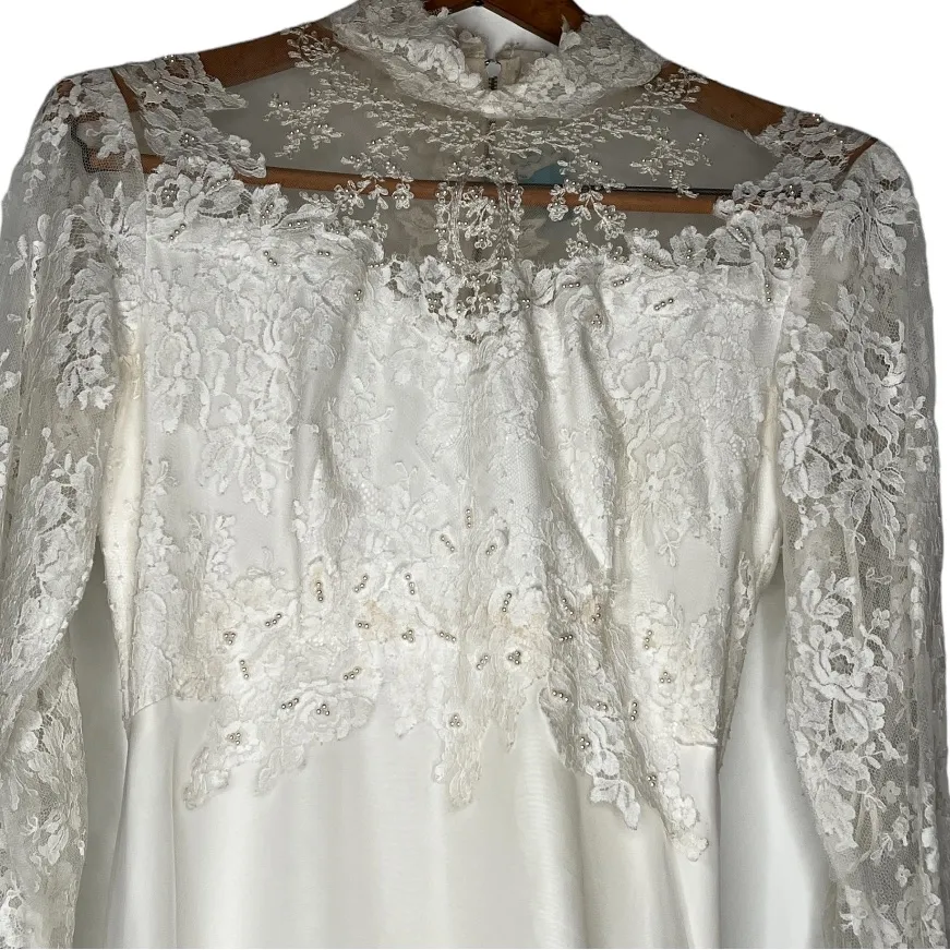 Vintage ILGWU‎ Wedding Dress White Size 12 - Image 3