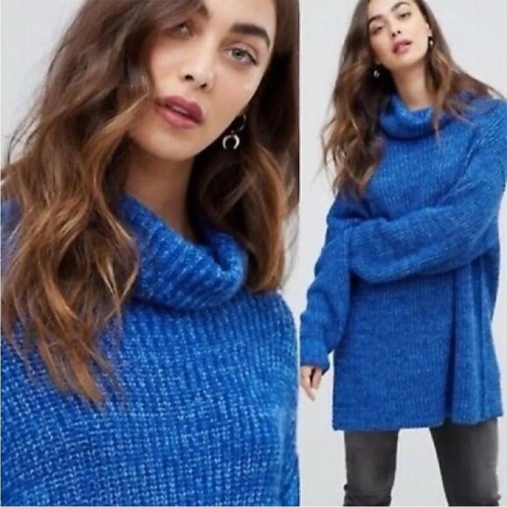 Free People Eleven Turtleneck Blue Sweater - Image 2