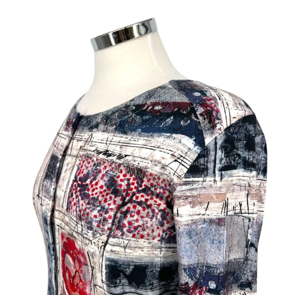 Aventures Des Toiles Abstract Patterned Cotton Cardigan Knit Top Size 38 US 8 Red Size M - Image 4