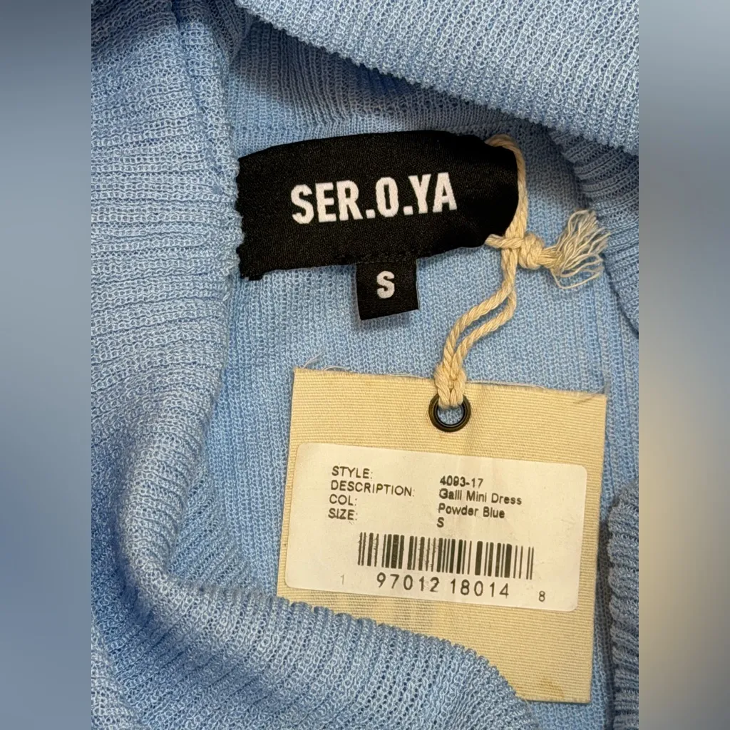 NWT SEROYA Galli Mini Dress in Powder Blue, size S Blue - Image 5