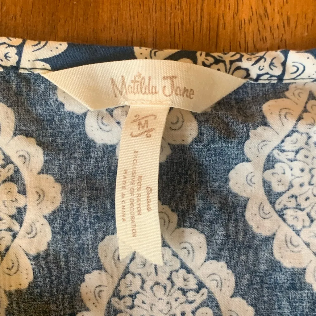 Matilda Jane Romper Medium Blue and Pink Patterned Shorts Boho - Image 3