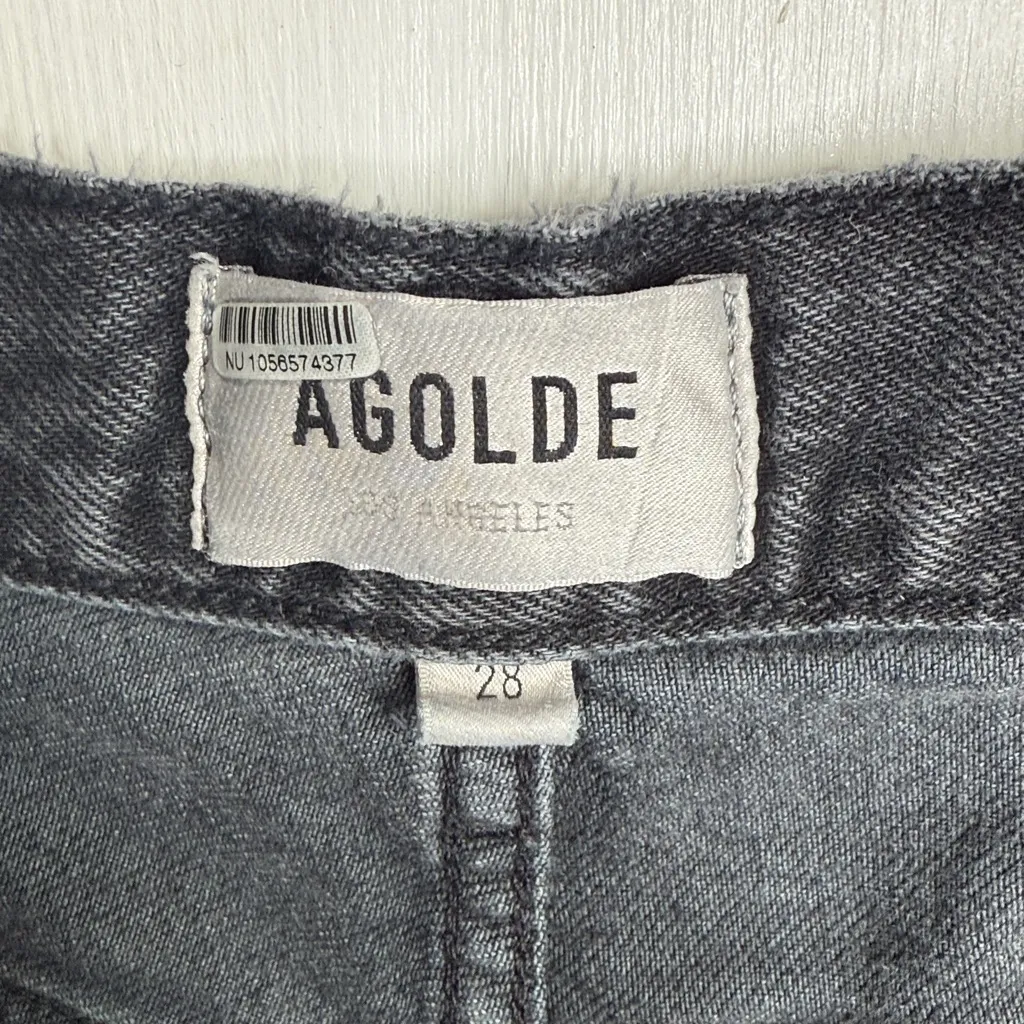 Agolde Minka Cargo Denim Wide-leg Jeans in Black W1887 Sz 28 - Image 8