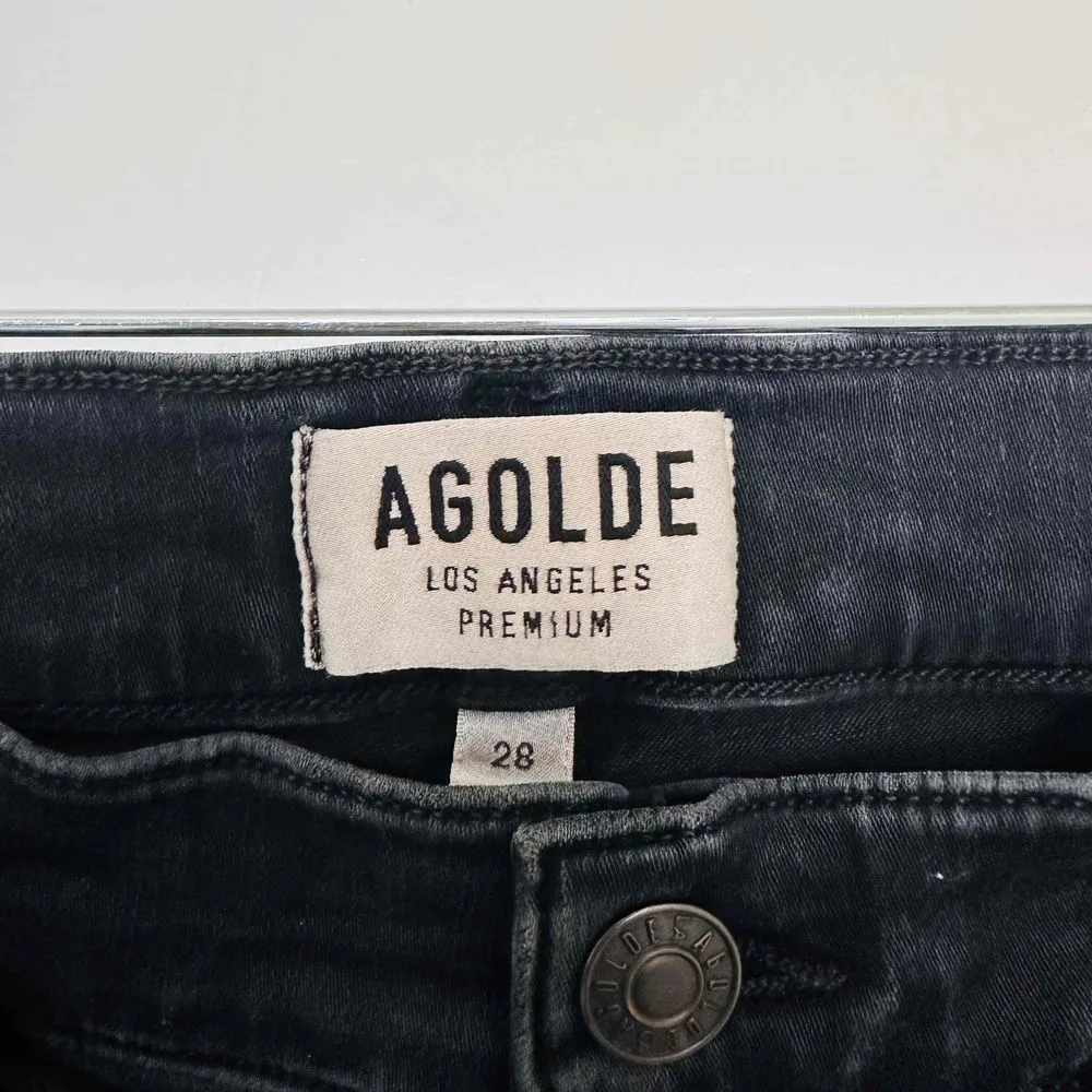 AGOLDE High-Waisted Raw Hem Solid Color Skinny Jeans Size 28 - Image 4