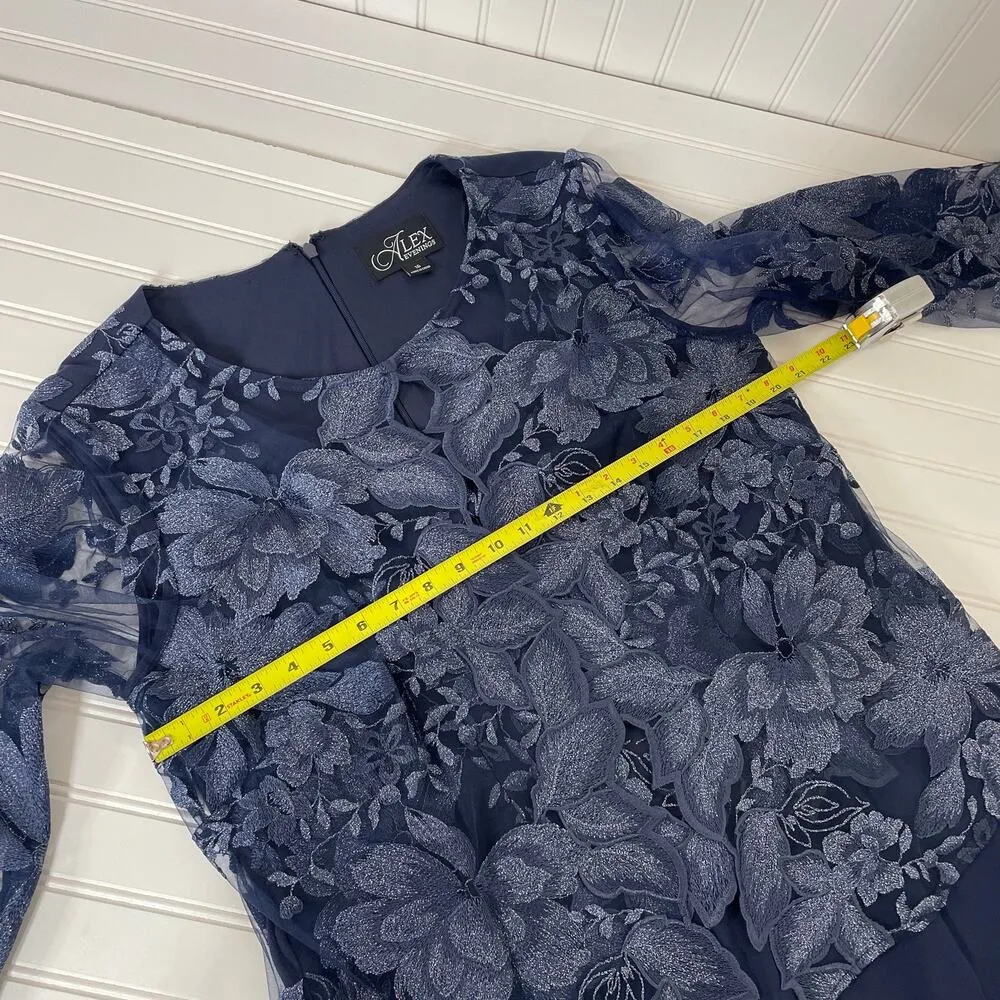 NWT Alex Evenings Navy Tea Length Mother Of The Bride Evening Dress 16 81122421 - Image 7