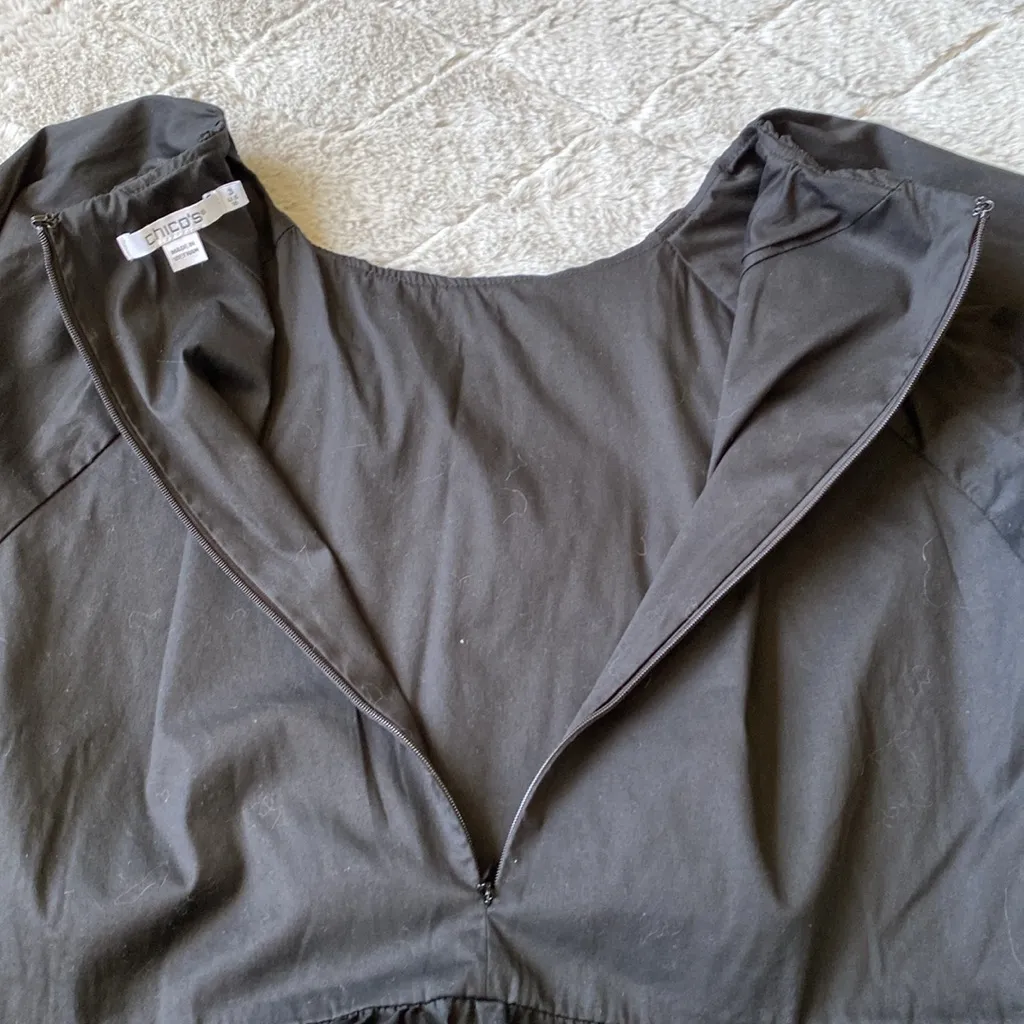 Chicos Puff Sleeve Tiered Dress Black Size 3/Women’s 16 - Image 9