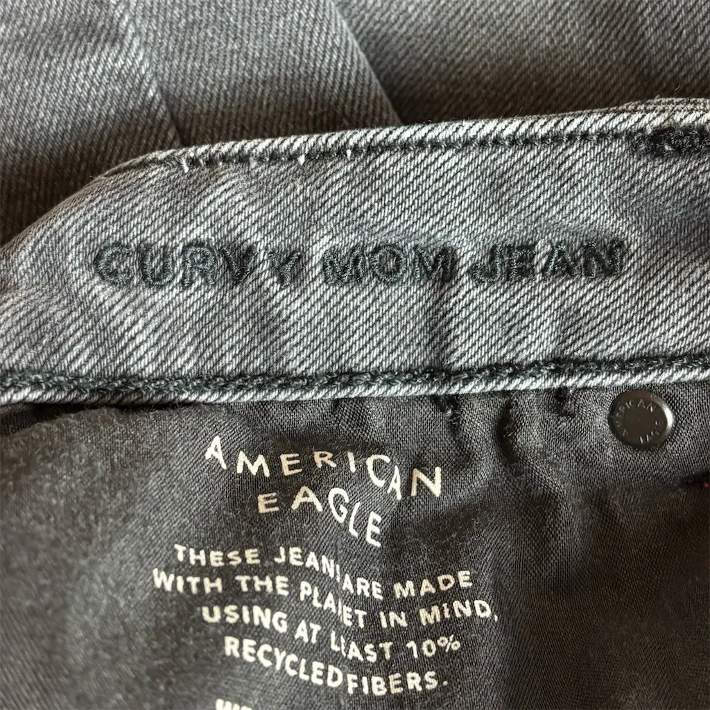 American Eagle Curvy Mom Jeans Womens Size 14 Gray Charcoal Wash High Rise - Image 11