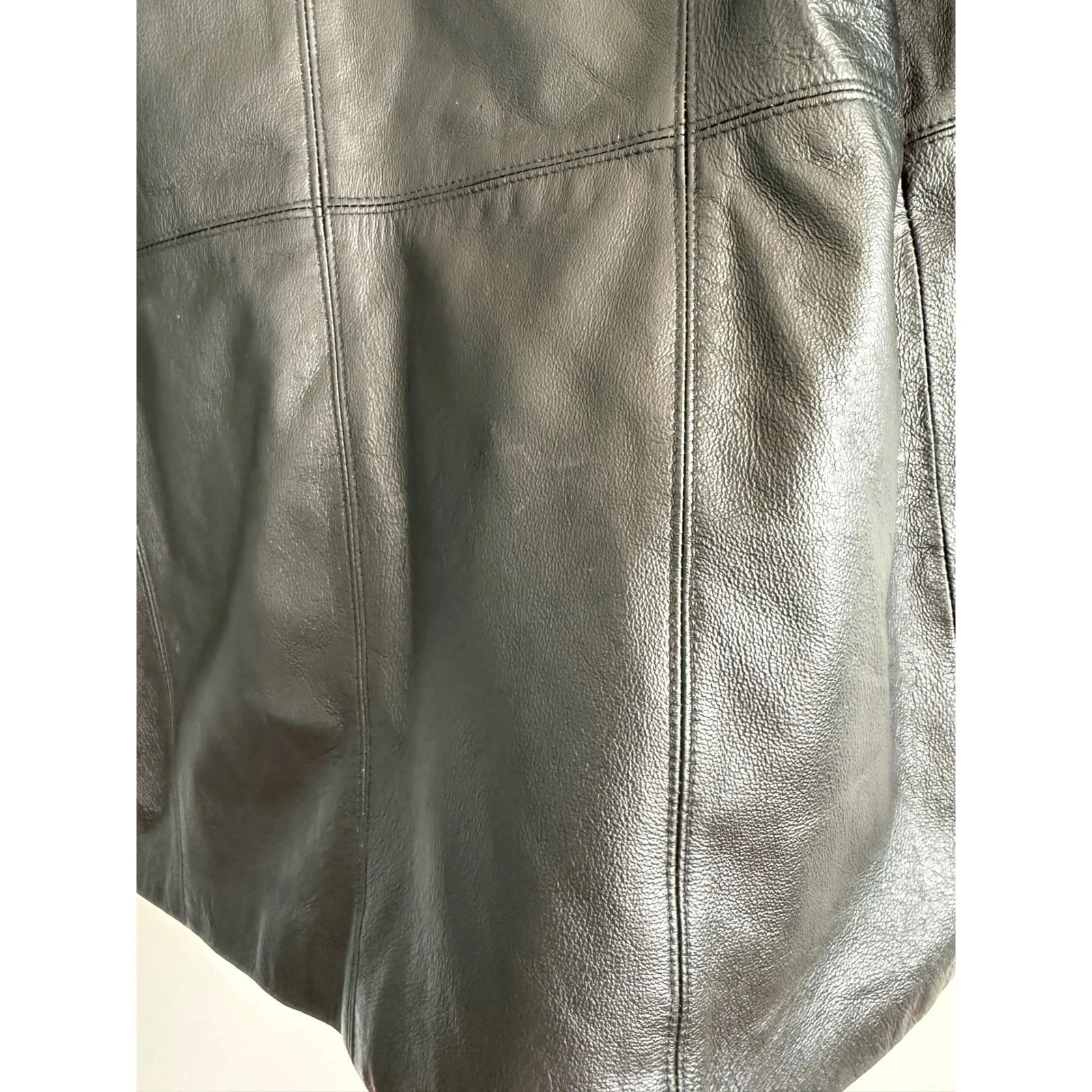 Atlantic Beach Black Leather‎ Blazer Jacket Button Front Women's Size Large - Image 5