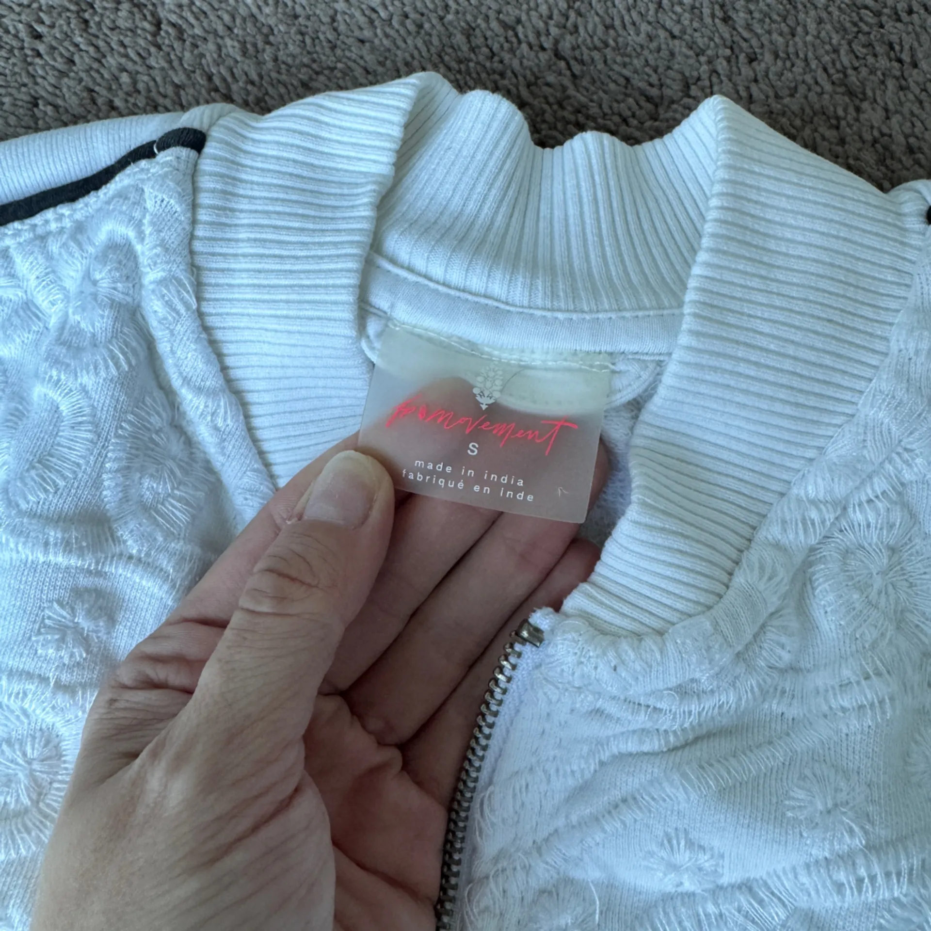 FP Movement by Free People white textured embroidered bomber jacket - Image 4