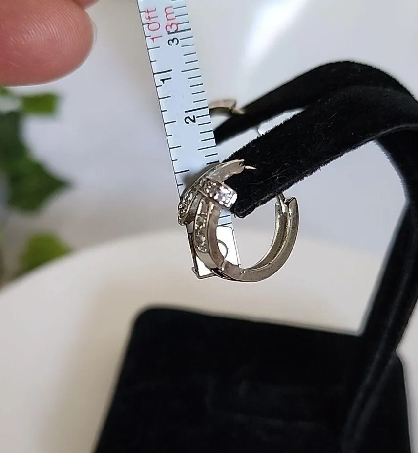 Stainless Steel Huggie Hoop Earrings Nail Ring Design Silver - Image 8